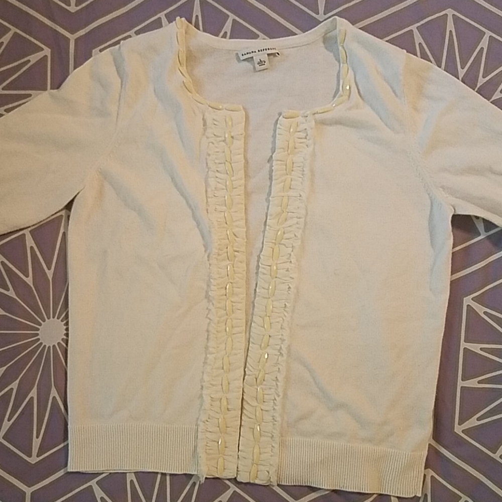 Banana Republic Emblissed Cream Cardigan